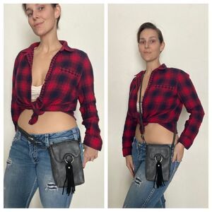 Vegan Leather Purse Crossbody Multiway Waist Fanny Pack Gray Fringe Boho